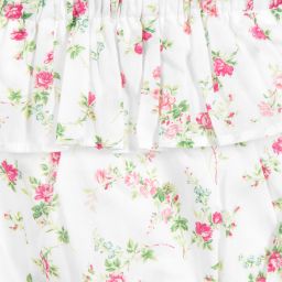 باتاشو-شورت قطن لون أبيض وزهري للمولودات | Childrensalon Outlet