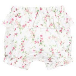 باتاشو-شورت قطن لون أبيض وزهري للمولودات | Childrensalon Outlet