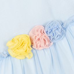 Patachou-Blue Crêpe Chiffon Dress  | Childrensalon Outlet