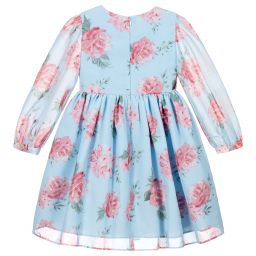 Patachou-Голубое шифоновое платье с цветочным рисунком | Childrensalon Outlet