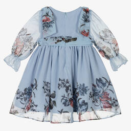 Patachou-Blue Floral Chiffon Dress | Childrensalon Outlet