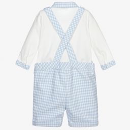 Patachou-Blue & Ivory Dungarees Set | Childrensalon Outlet