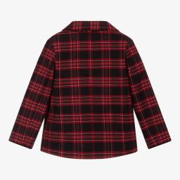 باتاشو-جاكيت بلايزر فلانيل كاروهات لون كحلي وأحمر للأولاد | Childrensalon Outlet