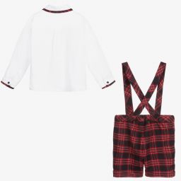 Patachou-Blue & Red Tartan Shorts Set | Childrensalon Outlet