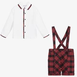 Patachou-Blue & Red Tartan Shorts Set | Childrensalon Outlet