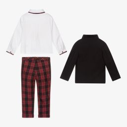 Patachou-Сине-красный комплект с брюками в клетку | Childrensalon Outlet