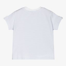 Patachou-Blue Striped Cotton T-Shirt | Childrensalon Outlet