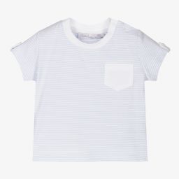 Patachou-Blue Striped Cotton T-Shirt | Childrensalon Outlet