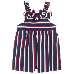 Patachou-Blue Striped Dungaree Shorts | Childrensalon Outlet