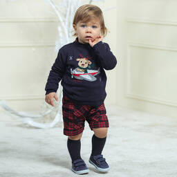 Patachou-Blue Wool Reindeer Sweater | Childrensalon Outlet