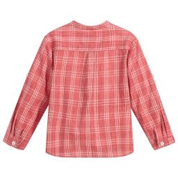 Patachou-قميص كتّان كاروهات لون أحمر مرجاني للأولاد | Childrensalon Outlet