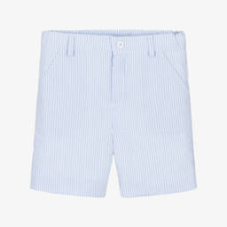 Patachou-Boys Azure Cotton Striped Shorts | Childrensalon Outlet