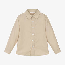 Patachou-Boys Beige Linen & Cotton Shirt | Childrensalon Outlet