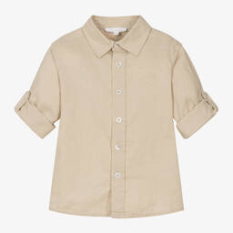 Patachou-Boys Beige Linen & Cotton Shirt | Childrensalon Outlet