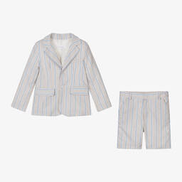 Patachou-Boys Beige Striped Shorts Suit | Childrensalon Outlet