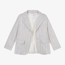 Patachou-Boys Beige Striped Shorts Suit | Childrensalon Outlet