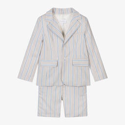 Patachou-Boys Beige Striped Shorts Suit | Childrensalon Outlet