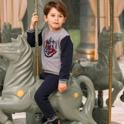 Patachou-Boys Blue and Grey Jersey Set | Childrensalon Outlet