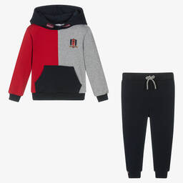 Patachou-بدلة رياضية قطن لون كحلي بألوان بلوك للأولاد | Childrensalon Outlet