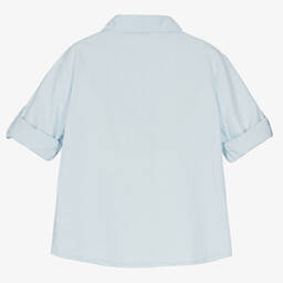 Patachou-Boys Blue Cotton & Linen Shirt | Childrensalon Outlet