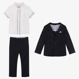 Patachou-Синий костюм из хлопка и льна | Childrensalon Outlet