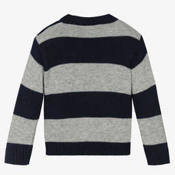 Patachou-Сине-серый шерстяной джемпер в полоску | Childrensalon Outlet