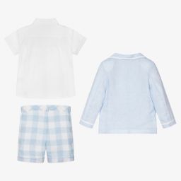 Patachou-Boys Blue Linen Shorts Suit | Childrensalon Outlet