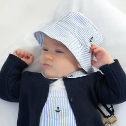 Patachou-Boys Blue Striped Anchor Hat | Childrensalon Outlet