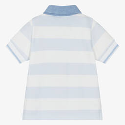 Patachou-Boys Blue Striped Cotton Piqué Polo Shirt | Childrensalon Outlet