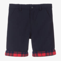 Patachou-Boys Blue Tartan Cuff Shorts | Childrensalon Outlet