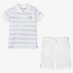 Patachou-Boys Blue & White Shorts Set | Childrensalon Outlet