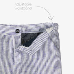 Patachou-Белая рубашка и шорты в синюю полоску из льна | Childrensalon Outlet