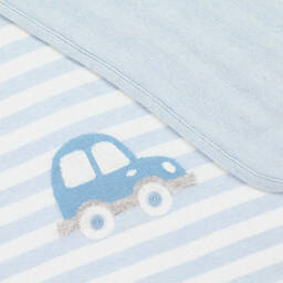 Patachou-Boys Blue & White Wool Blanket (93cm) | Childrensalon Outlet
