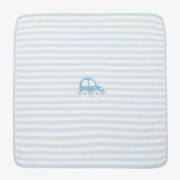 Patachou-Boys Blue & White Wool Blanket (93cm) | Childrensalon Outlet