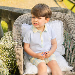 Patachou-Boys Blue & Yellow Shorts Set | Childrensalon Outlet