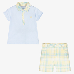 Patachou-Boys Blue & Yellow Shorts Set | Childrensalon Outlet