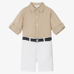 Patachou-Классический бежевый и белый комплект для мальчиков | Childrensalon Outlet