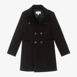 Patachou-Boys Classic Black Long Coat | Childrensalon Outlet