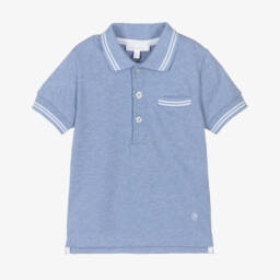 Patachou-بولو كلاسيكي أزرق قطن للأولاد | Childrensalon Outlet