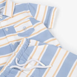 Patachou-Boys Classic Blue Stripe Short Set | Childrensalon Outlet