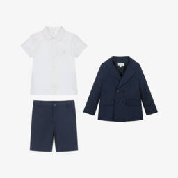 Patachou-Boys Classic Navy Linen Ensemble | Childrensalon Outlet