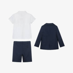 Patachou-Boys Classic Navy Linen Ensemble | Childrensalon Outlet