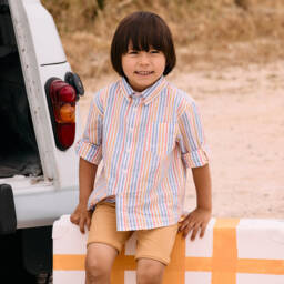 Patachou-Рубашка из хлопка с яркими полосками для мальчиков | Childrensalon Outlet