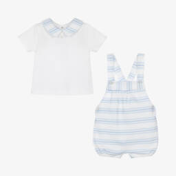 Patachou-Хлопковые синие полосатые комбинезоны для мальчиков | Childrensalon Outlet