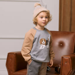 Patachou-Boys Cotton Canine Sweatshirt | Childrensalon Outlet