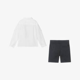 Patachou-Boys Elegant Blue & White Short Set | Childrensalon Outlet