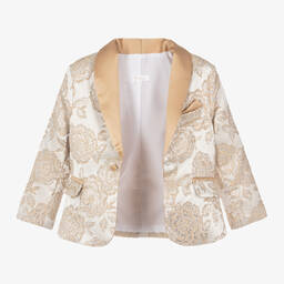 Patachou-Золотисто-серебристый костюм из парчи с цветами | Childrensalon Outlet