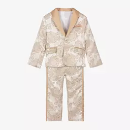 Patachou-Золотисто-серебристый костюм из парчи с цветами | Childrensalon Outlet