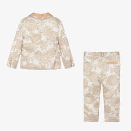 Patachou-Золотисто-серебристый костюм из парчи с цветами | Childrensalon Outlet