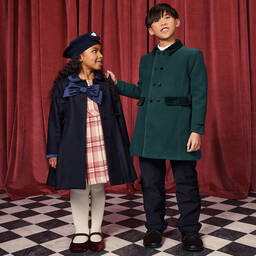 Patachou-Зеленое пальто из войлока | Childrensalon Outlet